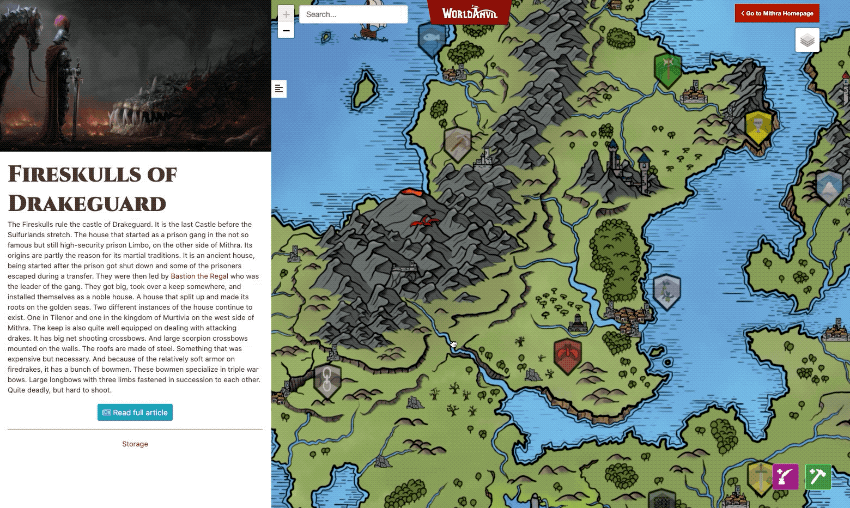 An interactive map showing the  journey of a character, with their draggable map pin